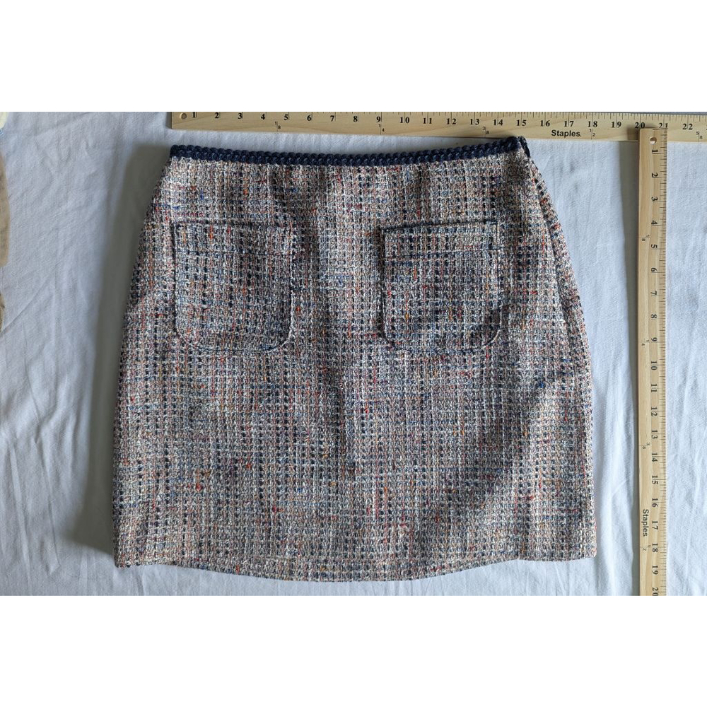 Loft‎ Tweed Skirt Women's Size 6 Pockets Navy Office Siren Old Money Preppy EUC